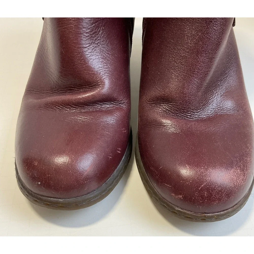 Dr. Martens Jenna Dia Burgundy Leather Button Ankle Boots Womens Size 7
